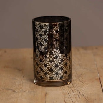 Black and Gold Glass Candle Holders by Sia