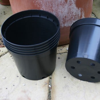 Black Plastic 10 litre Plant Pots (set of 6)