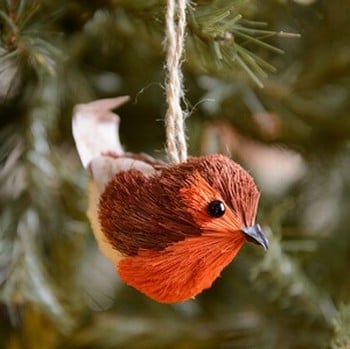 Bristle and Wood Robin Tree Decoration by Gisela Graham