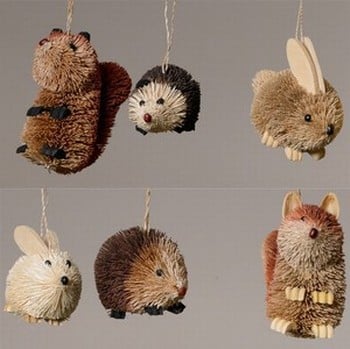 Bristle Animal Tree Decorations (Set of 6) by Gisela Graham