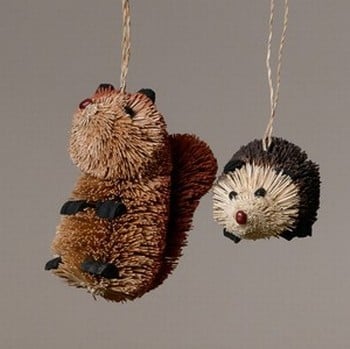 2 Sizes Gisela Graham Snowy Bristle Hedgehog Ornament Woodland Christmas 