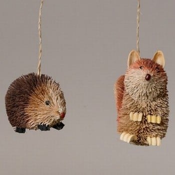 Bristle Animal Tree Decorations (Set of 6) by Gisela Graham
