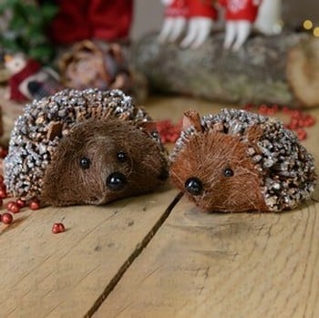 Bristle Hedgehog Decorations (Set of 2) by Gisela Graham