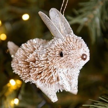 Bristle Rabbit and Mouse Tree Decorations by Gisela Graham
