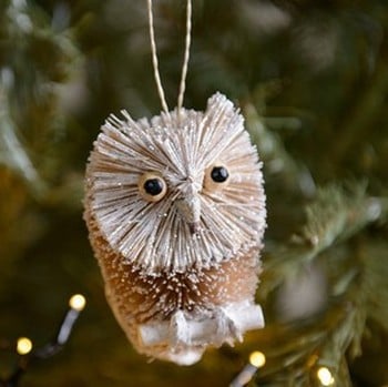 Bristle Silver Owl Decoration by Gisela Graham