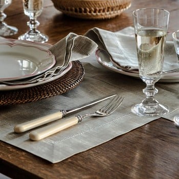 Classic Hemstitch Linen Placement - Natural