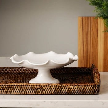 Claudia Wavy Footed Bowl - White