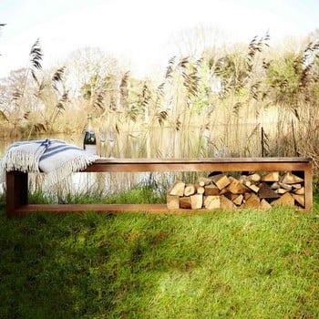 Corten Garden Bench & Log Store Corten Garden Bench & Log Store