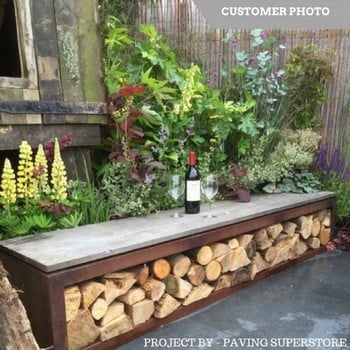 Corten Garden Bench & Log Store