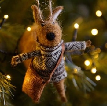 Eco Wool Squirrel Tree Decorations (set of 2)