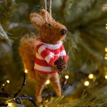Eco Wool Squirrel Tree Decorations (set of 2)