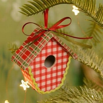 Fabric Bird House Decorations (set of 3) by Gisela Graham