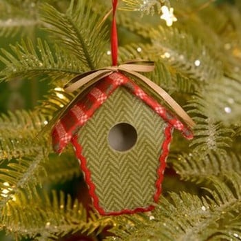 Fabric Bird House Decorations (set of 3) by Gisela Graham