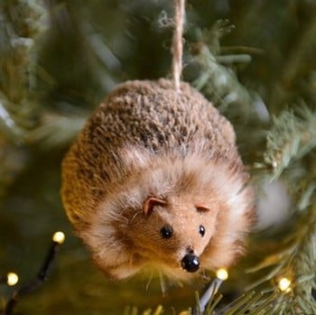 Fur Fabric Hedgehog Hanging Decoration by Gisela Graham