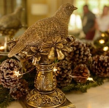 Gold Partridge Stocking Hanger by Gisela Graham