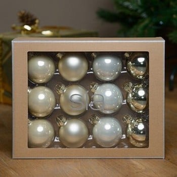 Handmade White, Gold & Silver Glass Baubles by Sia