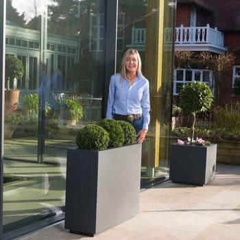 Harrod Rectangle Metal Planters - Anthracite Grey