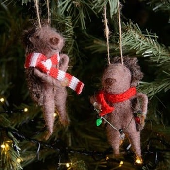Hedgehog Christmas Tree Decorations (set of 2)