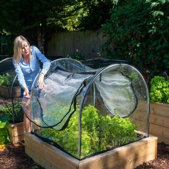 Hoops & Mesh Vented PVC Covers for Wooden Raised Beds