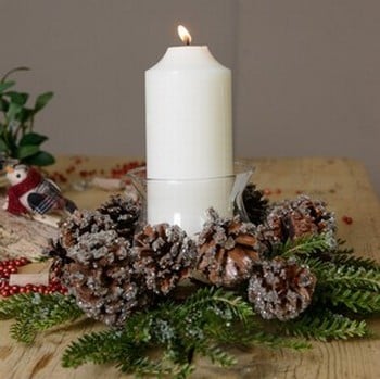 Iced Pine Cone Candle Holder - Harrod Horticultural