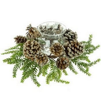 Iced Pine Cone Candle Holder by Floral Silk