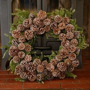 Iced Pine Cone Wreath, Garland & Candle Holder Set Iced Pine Cone Wreath, Garland & Candle Holder Set