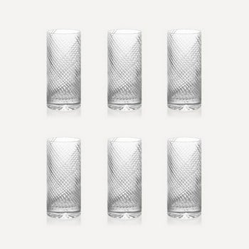 Julia Twisted Cut Crystal Highball Glasses - Set of 6