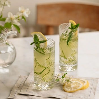 Julia Twisted Cut Crystal Highball Glasses - Set of 6