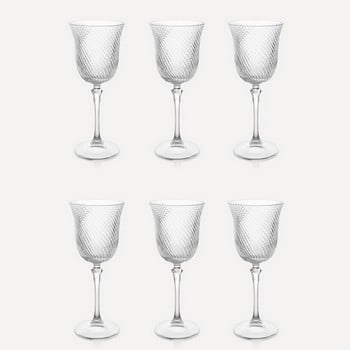 Julia Twisted Cut Crystal White Wine Glasses - Set of 6