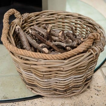 Kindling Basket with Rope Handle Kindling Basket with Rope Handle