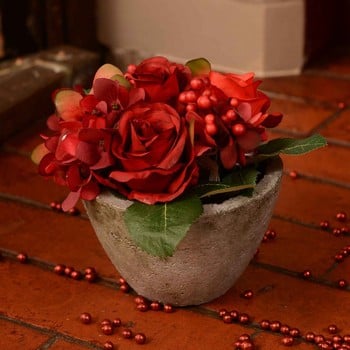 Mixed Red Flower Table Arrangement by Sia