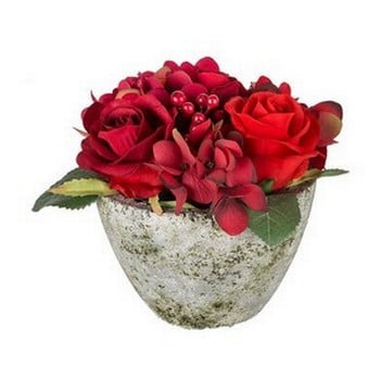 Mixed Red Flower Table Arrangement by Sia