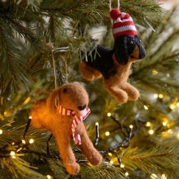 Puppy with Hat and Scarf Hanging Decorations (set of 2)