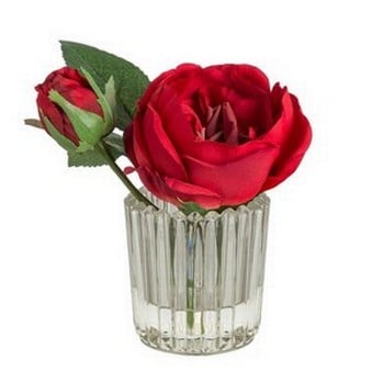 Red Rose Stem in Small Vase by Sia