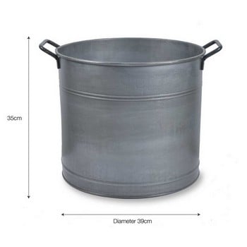 Round Galvanised Steel Planters Set of 2