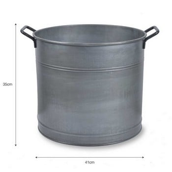 Round Galvanised Steel Planters Set of 2