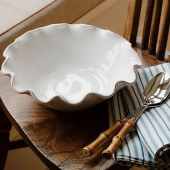 Ruffle Ceramic Bowl - White Ruffle Ceramic Bowl - White