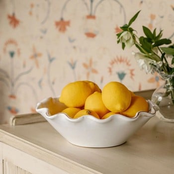 Ruffle Ceramic Bowl - White Ruffle Ceramic Bowl - White