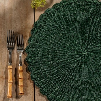 Scalloped Abaca Placemat - Juniper