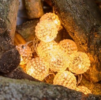 Snow Pine Cone LED String Lights by Sirius