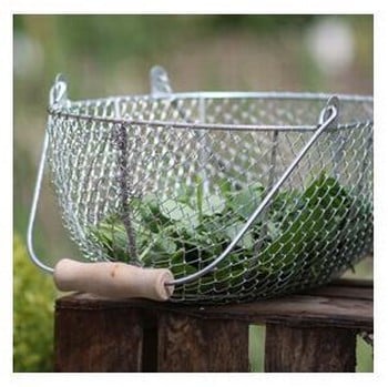 LARGE Allotment Garden Veg Vintage Style Grey Wire Harvest Basket Trug 