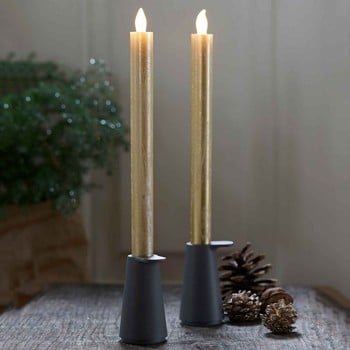 Tall Gold LED Candles with Auto Timer (2 pack)