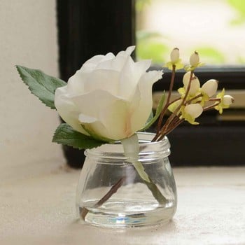 White Rose and Berries in Small Vase