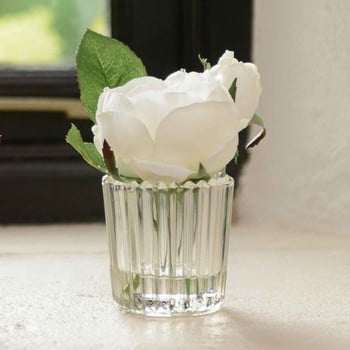 White Rose Stem in Small Vase by Sia White Rose Stem in Small Vase by Sia