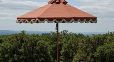 Terracotta Scalloped Parasols with Cream Fringe Terracotta Scalloped Parasols with Cream Fringe