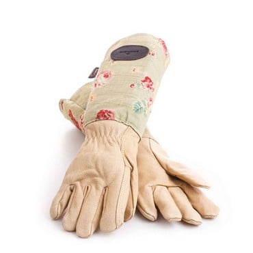 Floral Leather and Linen Garden Gloves