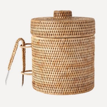 Rattan Ice Bucket with Tongs - Natural Rattan Ice Bucket with Tongs - Natural