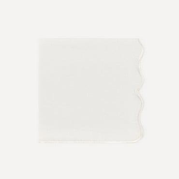 Scalloped Linen Napkin - White