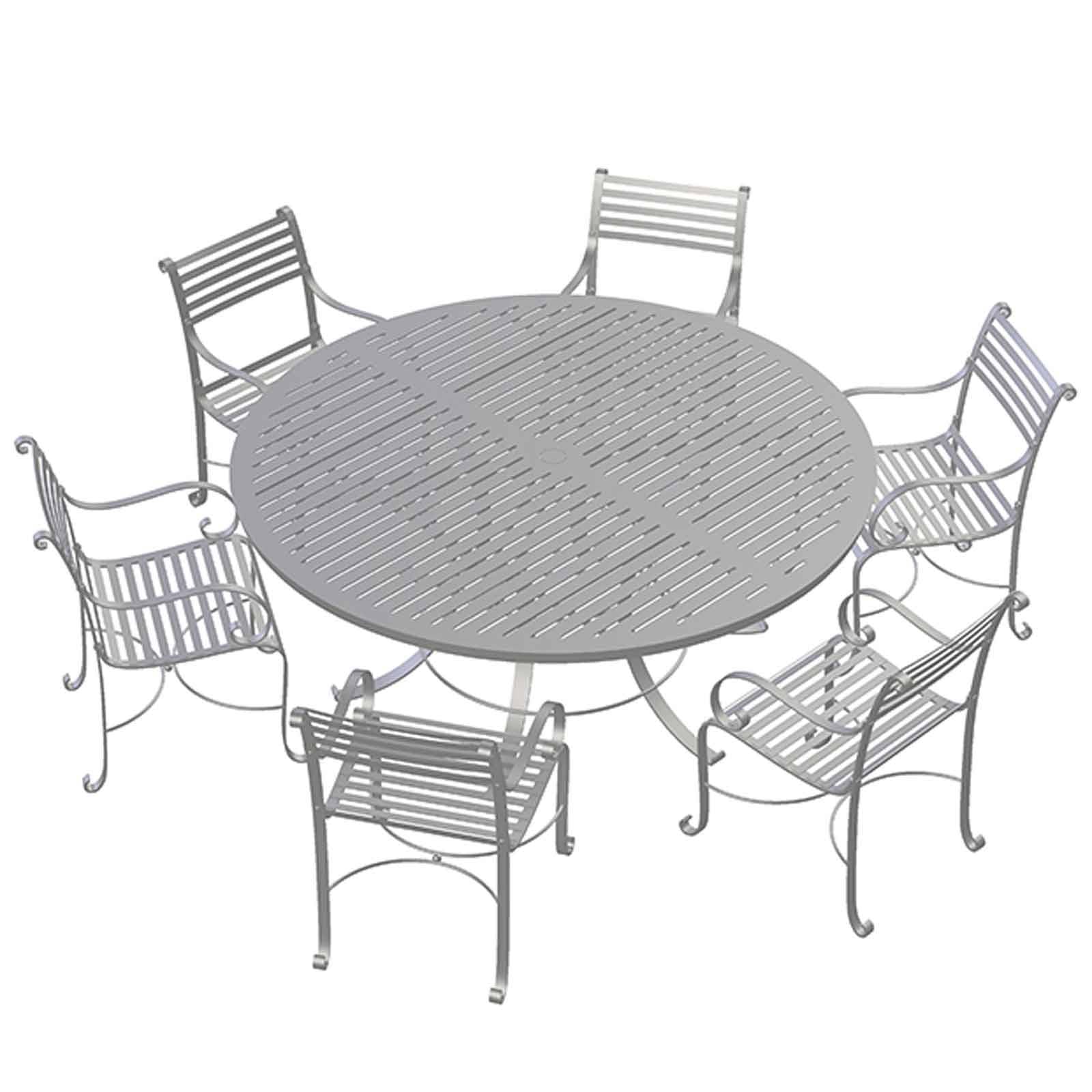 Round Table 1.8m 6 chairs render