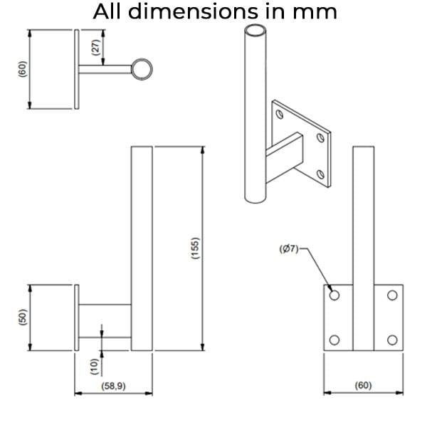 Spigot Bracket Dimensions Diagram